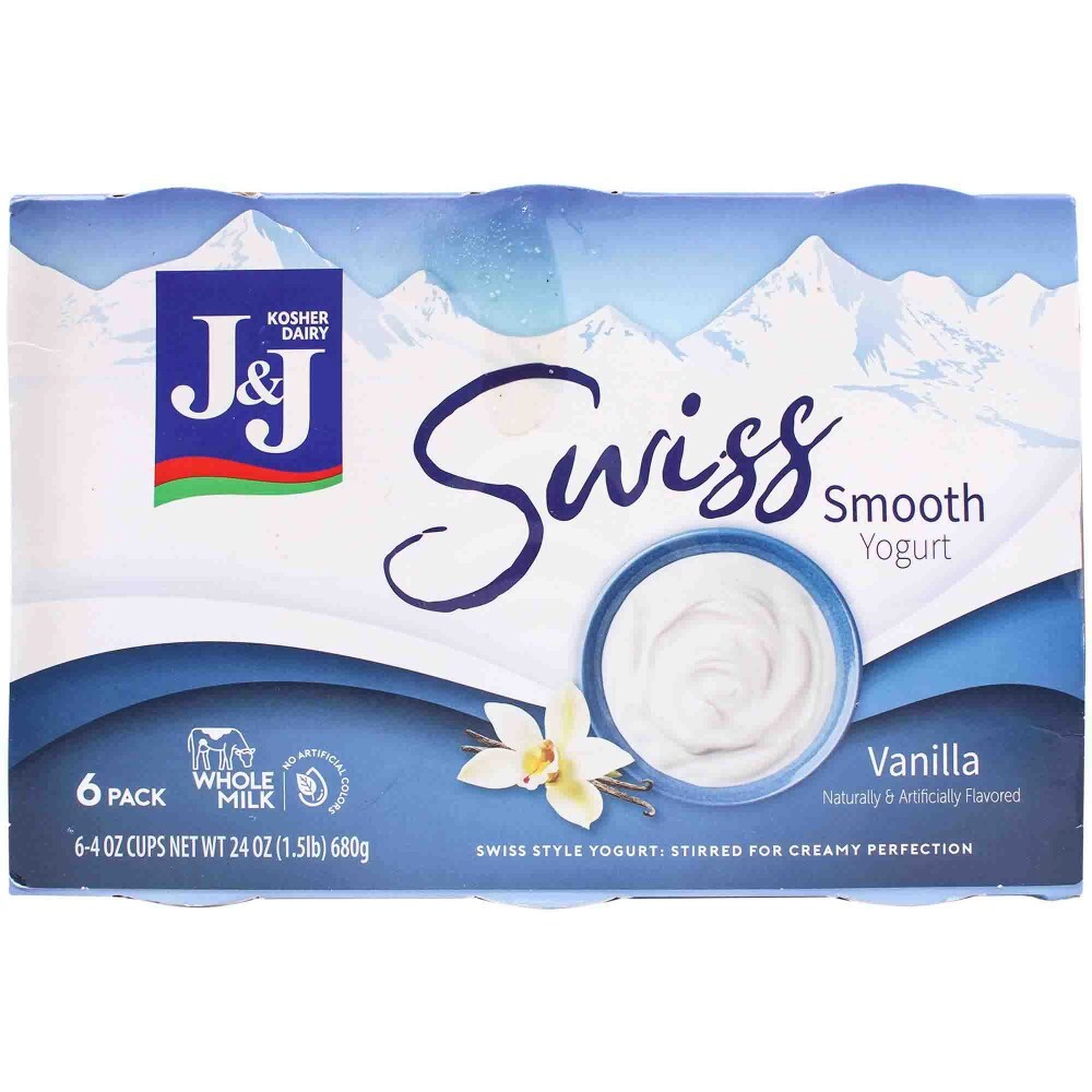 J&J Swiss Smooth Yogurt Vanilla, 6 Pack, 24 Oz | House of Kosher