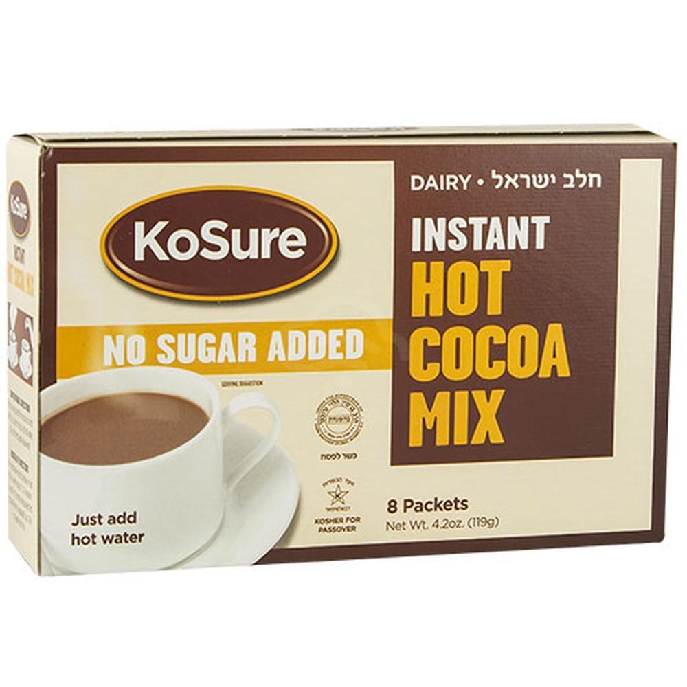 Kosure Instant Hot Cocoa Mix No Sugar Added, 8 Packets, 4.2 Oz